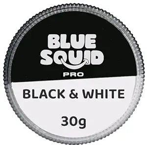 Blue Squid Face Paint Water Based Single Cake Professional Face & Body Paint - Water Activated, Kids Adults Face Painting for Costume, Halloween Makeup, Cosplay - Split Black & White Face Paint 30g