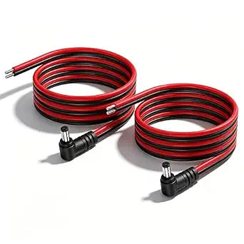 CERRXIAN 2PCS Right Angle DC5525 Power Pigtails Cable,3.2FT 14AWG 5.5mm x 2.5mm DC Male Bare Wire Open End Power Wire,DC Replacement Repair Cordfor CCTV Security Camera LED Strip Light Etc