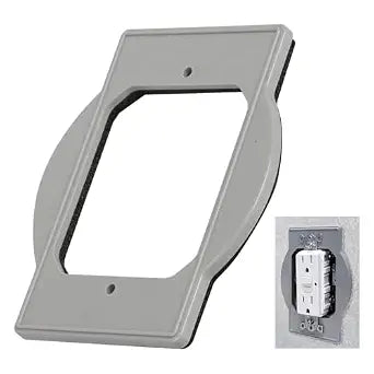 PRBA400G Plastic Round Box Adapter Compatible With Hubbell - Taymac Weatherproof Covers, Polycarbonate Single Gang Round Electrical Outlet Box Extender Adapts 1-Gang Cover to Round Receptacle Box Gray