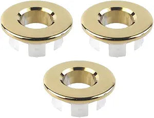 3PCS Sink Overflow Trim Ring Brass Overflow Drain Cover for Kitchen Bathroom Sink, Gold