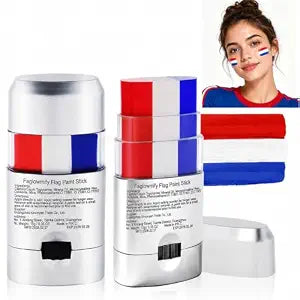 Red White and Blue Eye Black 2Pcs,4th of July USA Flag Patriotic Face Paint America Independence Day,Baseball Eye Black,Paraguay Norway Croatia France Soccer Fans Makeup for Game Day