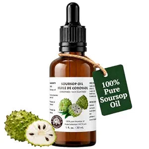 Virgin Soursop Oil (Anona Muricata, Graviola, Guanabana) – 100% Pure, Cold-Pressed, Unrefined – 1oz - 30ml – Natural Facial Oil & Moisturizer for Dry, Damaged, or Sensitive Skin.