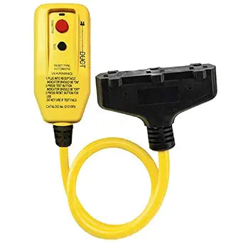 Electriduct GFCI Right Angle Adapter with 2FT Triple Tap Cord UL Outdoor Waterproof 15 Amp 12 Gauge Auto Reset GFI