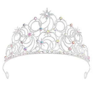 YARIEW Witch Crown Tiaras for Women Crystal Crowns for Women Princess Crown Headband Accessories for Halloween Bridal Wedding Prom Witch Theme Birthday Party Silver