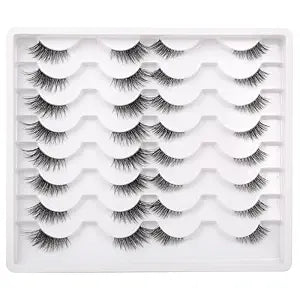 Half False Eyelashes Natural Cat Eye Lashes Short Wispy Clear Band Lashes 2 Styles Fake Lashes 16 Pairs Pack