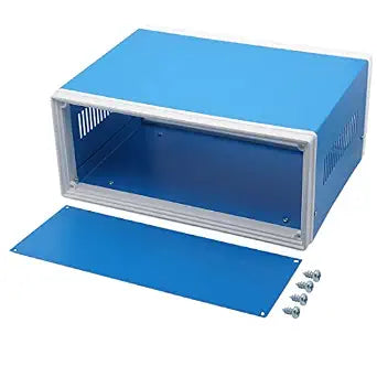 Zulkit Junction Box Blue Metal Project Box DIY Electric Enclosure Case Preventive Case Electrical Box 9.8 x 7.5 x 4.3 Inch