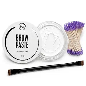 Ink Permanent Eyebrow Mapping Kit, White Paste, Brush and Cotton Swabs