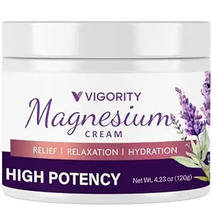 Vigority Magnesium Lotion for Sleep - Bedtime Calming Body Cream with Natural Ingredients & Multi Vitamins - Topical Magnesium Soothing Relief, Promotes Relaxation (4.23 Ounce, Lavender)