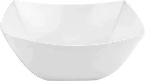 Lillian Tablesettings Fluted Square Pearl White Plastic Serving Bowls (Pack of 10) - 18 oz. - Luxurious & Reusable Tableware for Parties & Home Dining