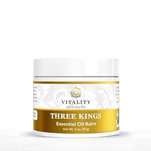 Vitality Extracts Three Kings Balm - 2oz, Frankincense, Myrrh, Sandalwood, Sacred, Ultra-hydration, Relief from Discomfort, Soft Skin