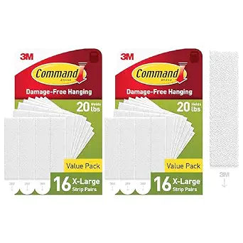 Command XL Heavyweight Picture Hanging Strips, 20 lb Capacity, 32 Pairs (64 Strips), White Adhesive, Damage-Free Wall Hangers for Home Decor