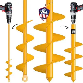 Garden Auger Drill Bit for Planting - Pack of (2) - 1.6x16.5 & 3.5x16 Garden Spiral Hole Digging for Planting, Bulbs, Bedding Plants & More - Compatible with 3/8 Inch Hex Drive