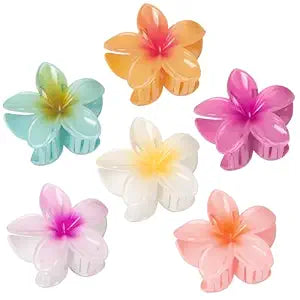 6 Pcs Flower Hair Claw Clips for Women, Hawaiian Hibiscus Flower Hair Clips, Tropical Summer Beach Hair Accessories
