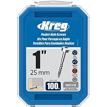 Kreg Zinc Pocket-Hole Screws, Pocket Hole Screws, 100 Count, 1-Inch