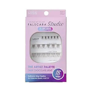 Falscara Studio Lash Extension Kit, Individual Lash Palette, 18 Stackable Lash Clusters, ���Dark Chocolate Light��� False Eyelashes, Medium Volume, Length 10mm���14mm,