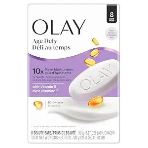 Olay Beauty Bar Soap for Women, Age Defy with Vitamin E, 3.17 oz 8 Count