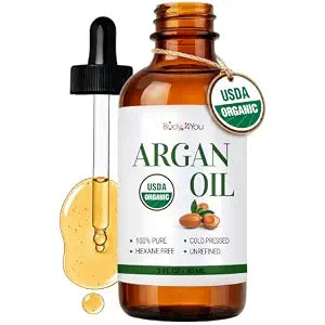 BodyJ4You Organic Argan Oil for Hair Skin Face - Anti Frizz Heat Protectant