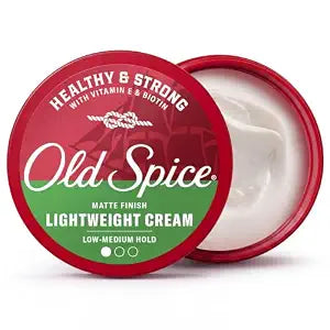 Old Spice Mens Hair Cream, Lightweight Cream, Healthy & Strong with Vitamin E & Biotin, Mens Hair Styling, Low-Medium Hold, Matte Finish, 2.22 oz