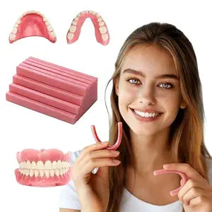 Denture Reliner Kit,For Use with Full or Partial Denture,Or Use with Fake Teeth to Make Temporary Denture, Remold and adjust mulitple times
