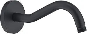 RANDOM Curved Shower Arm with Flange,8-inch S-Shape Matte Black Shower Head Extension Arm Wall Mounted,Stainless Steel.RD-91068-8MB