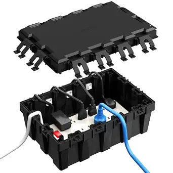 Outdoor Electrical Box(13.01*8.74*4.54inch) IP54 Waterproof Large12 Entry Ports Extension Cord Cover, Mountable Connector Protector Safety Box for Power Strip,Holiday Lights,Plug and Outlet, Black