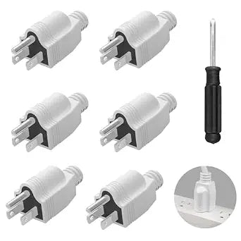 Replacement Plug,6 Pack Replacement Plug 3 Prong with 1 Screwdriver,White