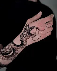 Large Temporary Tattoos Women Temporary Neck Tattoos Temporary Realistic Flower Chest Tattoo for Adults (Snake 3)