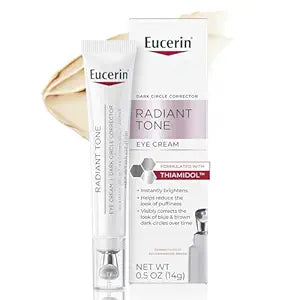 Eucerin Radiant Tone Eye Cream Dark Circle Corrector, Eye Brightening Cream with Thiamidol and Hyaluronic Acid, Helps Reduce the Look of Eye Puffiness, 0.5 Oz Tube