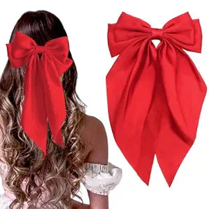 4th of July Hair Bows Classic Bow Clips Red Ribbon Bow Barrettes Large Easter Bowknot Clip Satin Bowknot French Barrette Long Tail Cute Easter Basket Stuffers for Girls Hair Accessories Gifts