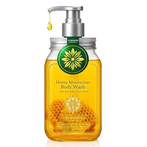 Natural Honey Body Wash – w/ Royal Jelly, Propolis & Real Honeycomb – Centella Asiatica, Aloe Vera & Oat Beta-Glucan, For Dry & Sensitive Skin – 16.9 fl oz / 500 ml, Paraben & Sulfate Free
