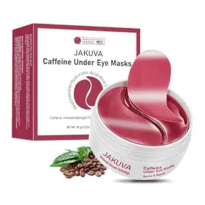 60 Count Caffeine Eye Patches, Gel Under Eye Masks Set for Puffy Eyes, Reducing Dark Circles, Fine Lines, Face Care Eye Spa for Moisturizing Your Eyes, Caffeine Pink