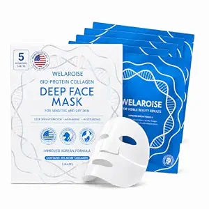Welaroise Collagen Hydrogel Mask, Korean Skincare, Deep Hydration, 5 Pack
