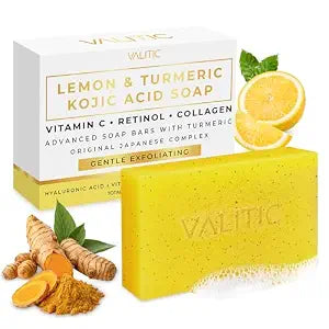 VALITIC Lemon Turmeric Soap for Dark Spots with Kojic Acid, 1 Pack