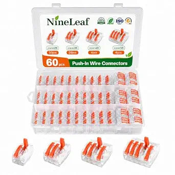 60 Pcs Lever Wire Electrical Connectors Nuts Assortment Kit with 28-12 AWG