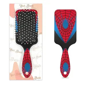 Hair Brush for Boys Toddler - Red Blue Spider Web Kids Detangler Hairbrush for Wet Dry Thin Long Curly Hair Pain-Free Air Cushion Comb Glide Through Tangles with Ease and Massage Scalp