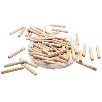 120Pcs 1/4"x2" Hardwood Fluted Dowel Pins for Woodworking DIY