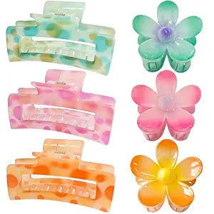 GQLV Hair Accessories Gift Set: Nonslip Big Cute Hair Claws, Medium Flower Hair Clips for Thick/Thin Hair, Hair Styling Accessories for Women/Girls