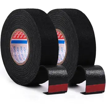 2 Rolls Black Wire Harness Cloth Tape, Speaker Wiring Harness Cloth Tape, for Automobile Electrical Wire harnessing Noise Dampening Heat Proof (Width: 15mm, Length: 50Ft)