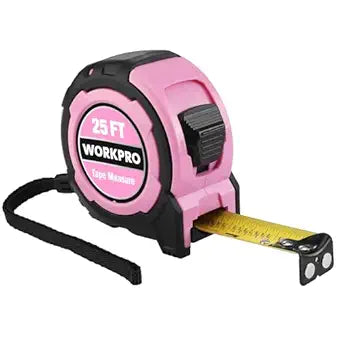 WORKPRO 25FT Pink Tape Measure, 1/8 Fractions Easy Read Measuring Tape