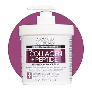 Advanced Clinicals Collagen Peptides Body Lotion & Face Moisturizer | Peptide Infused Collagen Lotion For Women & Men Helps Improve Look Of Crepey Skin, Wrinkles, & Uneven Dry Skin Texture, 16 Ounce