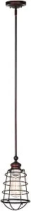 Design House 519652 Ajax Industrial Modern 1-Light Indoor Mini Pendant with Metal Wire Cage for Kitchen island barDining Room, Textured Coffee Brown