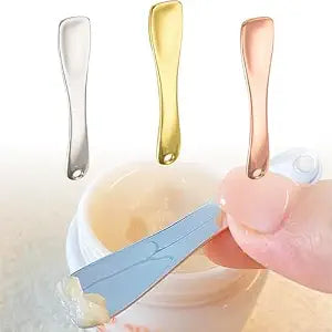 Metal Makeup Spatula Tool - Spatula for Skincare, Cosmetic Scoop for Creams, Lotions, Masks - Mini Scoop in Rose Gold, Silver and Gold Colors