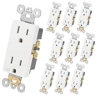 Wengart 10-Pack 15A Contractor Weather & Tamper Outlet WR TR White Kit