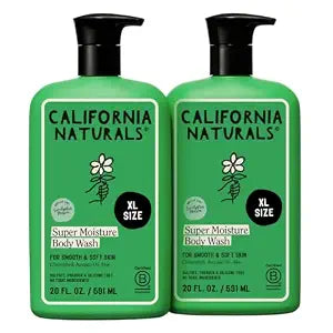 California Naturals Super Moisture Body Wash 2-Pack, Moisturizing Shower Gel for Dry Skin with Mango Seed Butter, Avocado & Aloe, Sulfate, Paraben & Silicone Free, Eucalyptus Breeze, 20 oz