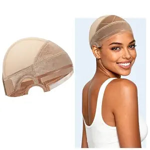 IsshinBeauty Wide Wig Grip Cap for Glueless Wigs: Ear Cutouts 2-in-1 Non Slip Wig Cap - Adjustable Breathable Cap for Secure and Comfortable Lace Front HD Wigs and Daily Glueless Styling (Light Brown)