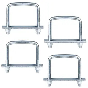 4 Pcs 4 Inch Wide Square U-Bolt,1/2" D x 4-1/8" L x 4" C x 1-5/8'' T