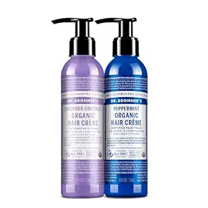 Dr. Bronner's Organic Hair Crème Leave-In Conditioner Styling Cream Anti Frizz Hair Product for Women & Men Hair Cream USDA Organic, Cruelty Free, Lavender Coconut & Peppermint - 6oz 2 Pack