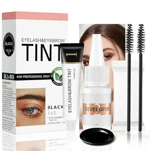 Lash & Brow Color Kit, Waterproof Brow and Lash Color Kit, Smudge-Resistant Color Lasts Up to 4 Weeks, Natural Fuller-Looking Brows and Lashes, Easy 15-Minute DIY At-Home Application (Black)
