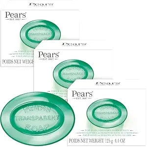 Pears Soap, Pure & Gentle with Lemon Flower Extract, 3-Pack ��� Transparent Green Glycerin Soap for Radiant, Glowing Skin, 4.4 Oz Ea