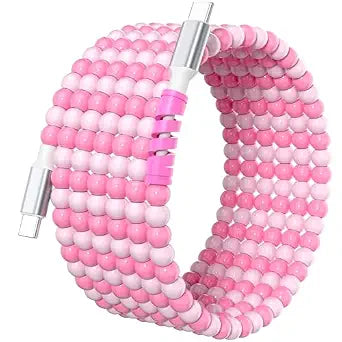COOYA Beaded Fast Charging Cable for iPhone 18 Pro Max 17 16 15, 6.6ft Pink